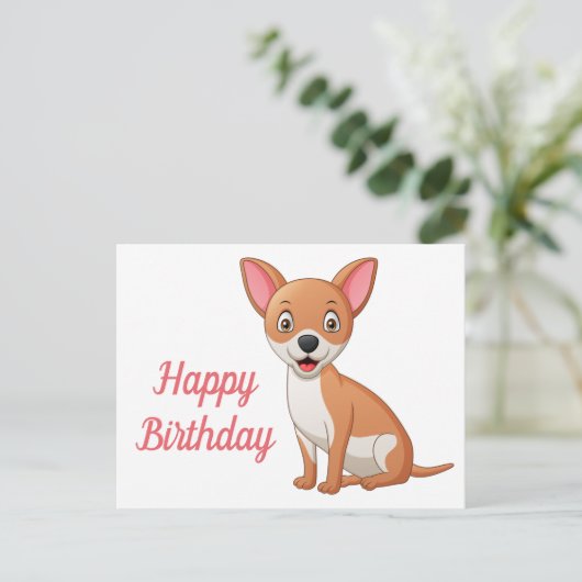 Carte Postale Chiot Mignon Chien Drôle Dessin Animé Chihuahua An (Debout devant)