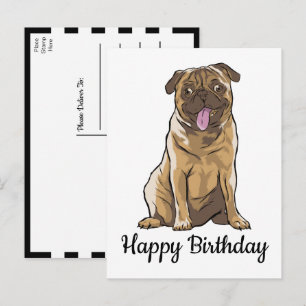 Carte Postale Chiot Mignon Chien Noir Blanc Dessin Animé Pug Ann