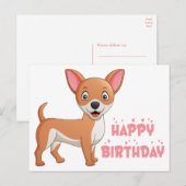 Carte Postale Chiot Mignon Dessin Animé Drôle Anniversaire Chihu (Devant / Derrière)