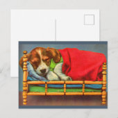 Carte Postale chiot mignon endormi (Devant / Derrière)