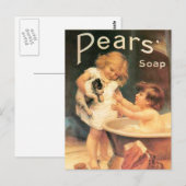 Carte Postale Chiot Prenant Un Bain Vintage Antique (Devant / Derrière)