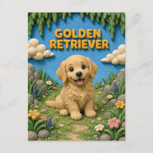 Carte Postale Chiot Retriever Golden Mignon, Bébé Chien