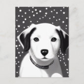 Carte Postale Chiot rétro noir et blanc mignon (Devant)