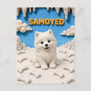 Carte Postale Chiot Samoyède Mignon, Bébé Chien