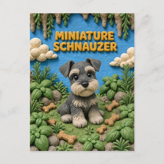 Carte Postale Chiot Schnauzer Nain Mignon, Bébé Chien (Devant)