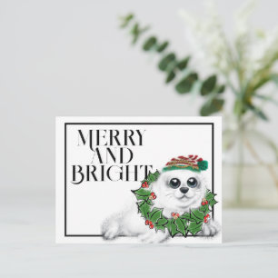 Carte Postale chiot Seal de Noël, animal arctique festif  