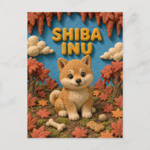 Carte Postale Chiot Shiba Inu Mignon, Bébé Chien