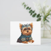 Carte Postale Chiot Yorkshire Terrier aquarelle adorable (Debout devant)