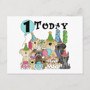 Carte Postale Chiots 1er Anniversaire Tshirts et cadeaux Bash
