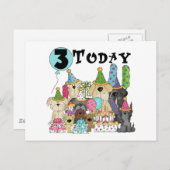 Carte Postale Chiots 3e anniversaire Bash Tshirts et cadeaux (Devant / Derrière)