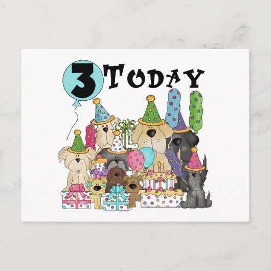 Carte Postale Chiots 3e anniversaire Bash Tshirts et cadeaux (Devant)