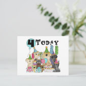 Carte Postale Chiots 4e anniversaire Bash Tshirts et cadeaux (Debout devant)