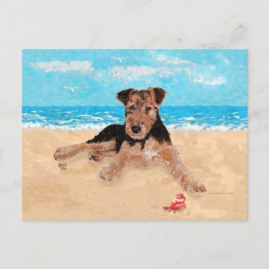 Carte Postale Chiots à la Plage (Devant)