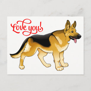 Carte Postale Chiots Berger Allemand Amour, Pensant à Toi