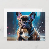 Carte Postale Chiots Bouledogue Français (Devant / Derrière)