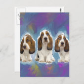 Carte Postale Chiots de Basset Hound (Devant / Derrière)