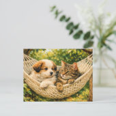 Carte Postale Chiots et chatons, (Debout devant)