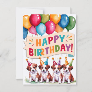 Carte Postale Chiots Joyeux Anniversaire