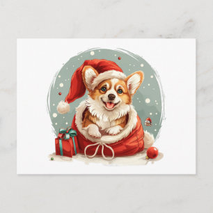 Carte Postale Chiots Pembroke Welsh Corgi de Noël