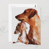 Carte Postale Chiots Teckel 7 Semaines Anniversaire Teckel Pos (Devant / Derrière)