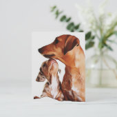 Carte Postale Chiots Teckel Saucisson 7 Semaines Anniversaire Da (Debout devant)