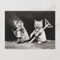 Carte postale Chiots vintages et chatons