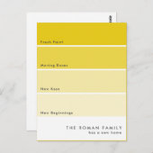 Carte Postale Chip de peinture frais Moving Faire-part Jaune (Devant / Derrière)