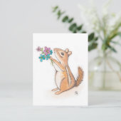 Carte Postale Chipmunk avec bouquet de fleurs (Debout devant)