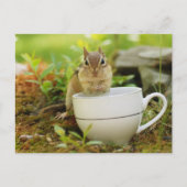 Carte Postale Chipmunk avec Teacup (Devant)