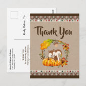 Carte Postale Chipmunk et Citrouille tombent Merci rustique (Devant / Derrière)