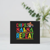 Carte Postale Chips Salsa Repeat - Funny Cinco De Mayo Mexique (Debout devant)