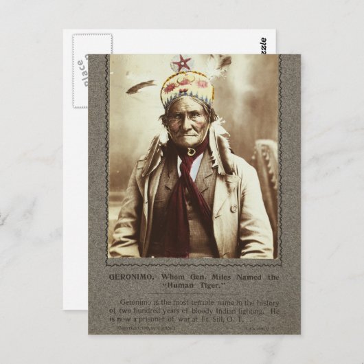 Carte Postale Chiricahua Apache Leader Indien Geronimo Portrait (Devant / Derrière)