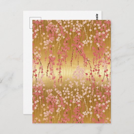 Carte Postale Chiyogami en fleurs de cerisier (Devant / Derrière)