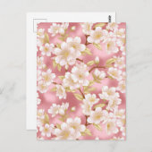 Carte Postale Chiyogami en fleurs de cerisier (Devant / Derrière)