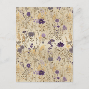 Carte Postale Chiyogami Fleur sauvage pourpre