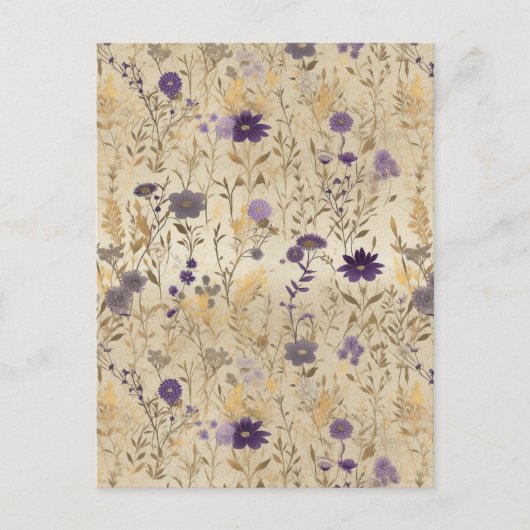 Carte Postale Chiyogami Fleur sauvage pourpre (Devant)