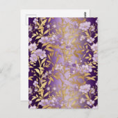 Carte Postale Chiyogami floral pourpre (Devant / Derrière)