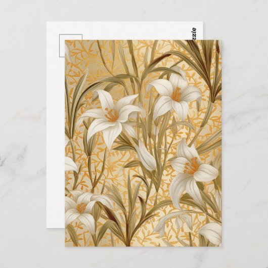 Carte Postale Chiyogami Lilies blanches (Devant / Derrière)