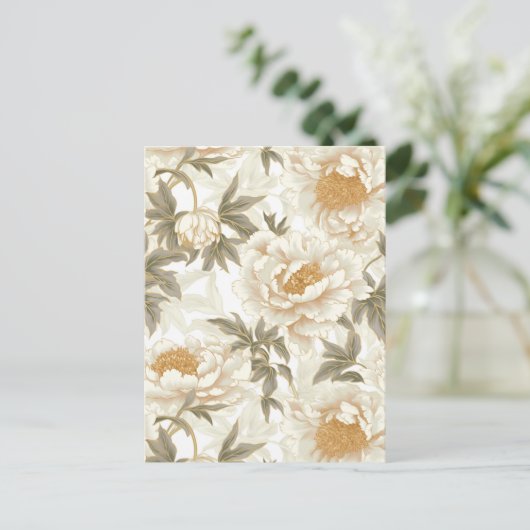 Carte Postale Chiyogami Peony Blanc (Debout devant)