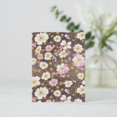 Carte Postale Chiyogami rose et blanc Cosmos (Debout devant)