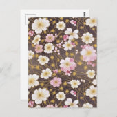 Carte Postale Chiyogami rose et blanc Cosmos (Devant / Derrière)