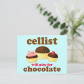Carte postale Chocolat Cello amusant (Debout devant)