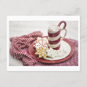 Carte Postale Chocolat chaud avec cookies de Noël Photo