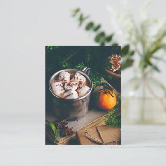 Carte Postale Chocolat chaud avec marshmallow (Debout devant)