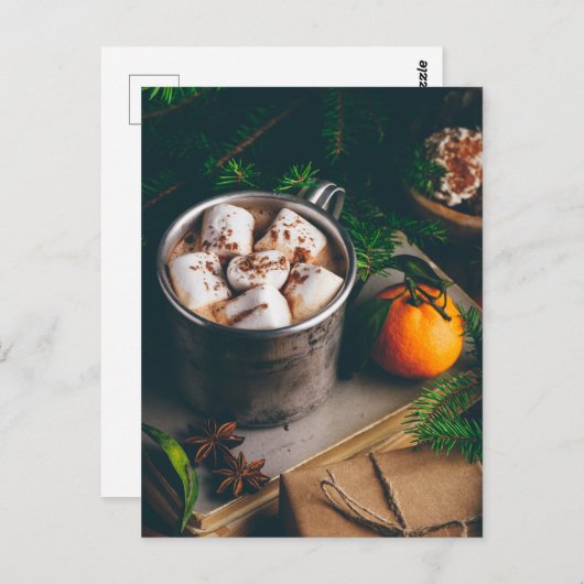 Carte Postale Chocolat chaud avec marshmallow (Devant / Derrière)