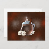 Carte Postale Chocolat chaud Kawaii et Marshmallows (Devant / Derrière)