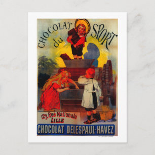Carte Postale Chocolat du Sport Poster Vintage Europe