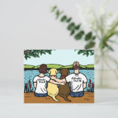 Carte Postale Chocolat et Labradors Jaunes Parents (Debout devant)