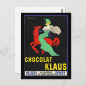 Carte Postale Chocolat Klaus, affiche publicitaire vintage, (Devant / Derrière)