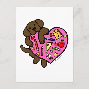 Carte Postale Chocolat Labrador & Cartoon de coeur de l'enseigna